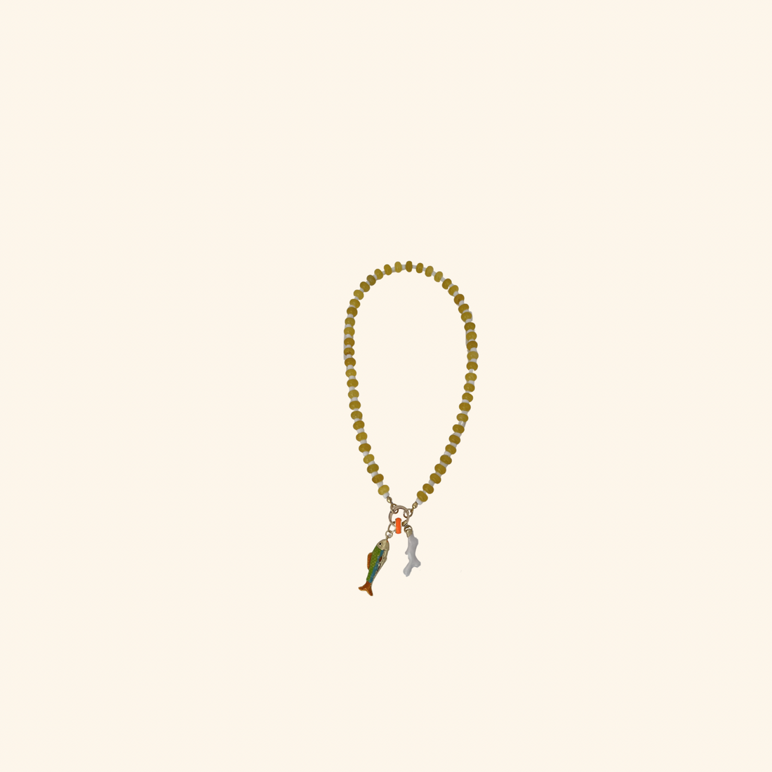 Sunshine Yellow Beaded Charm Necklace