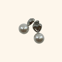 Silver Heart Pearl Earrings