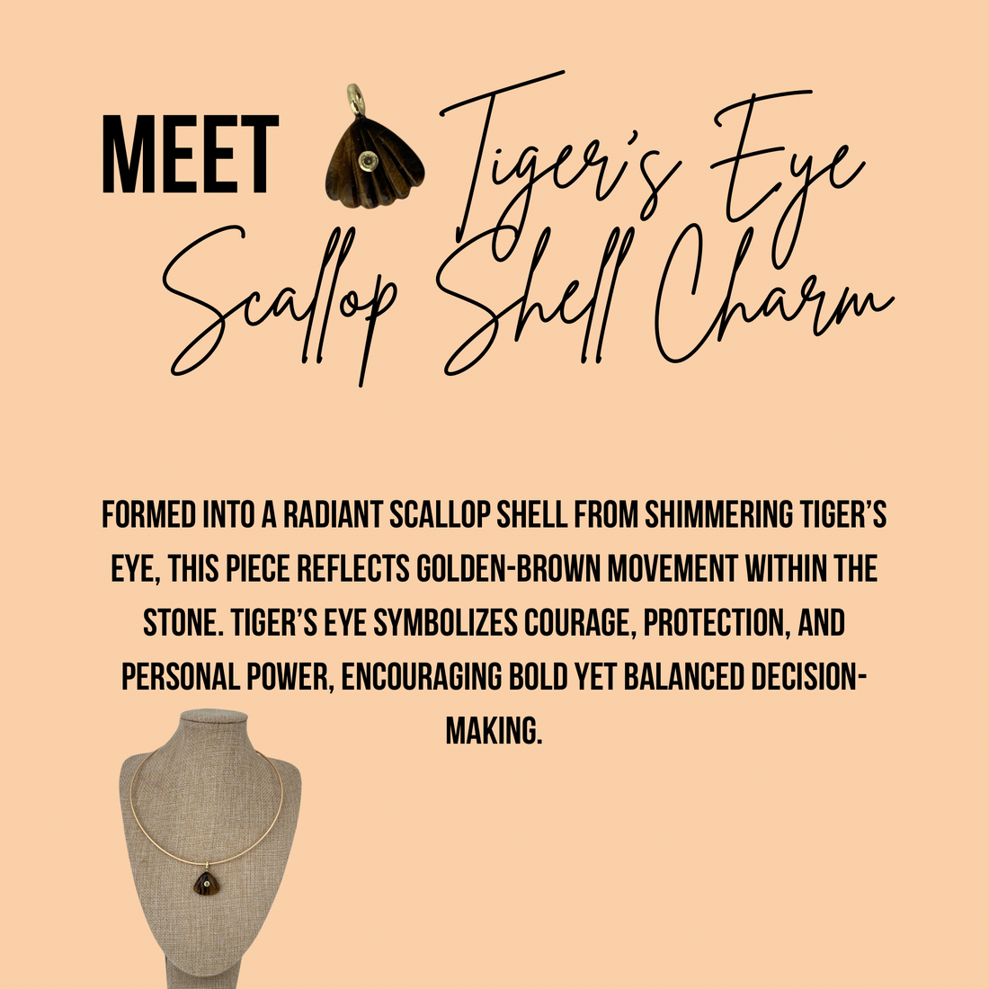 Tiger’s Eye Scallop Shell Charm