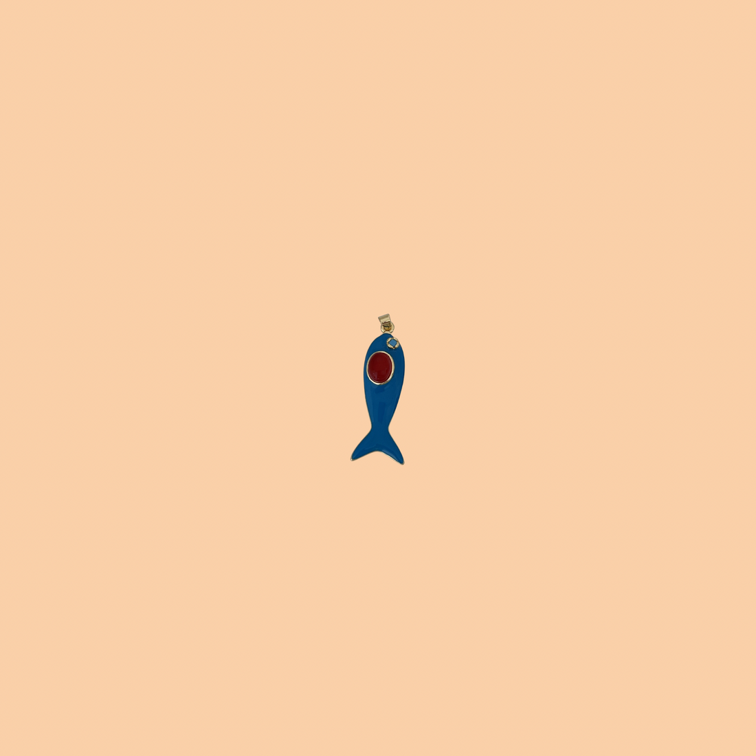 Aqua & Red Stone Fish Charm