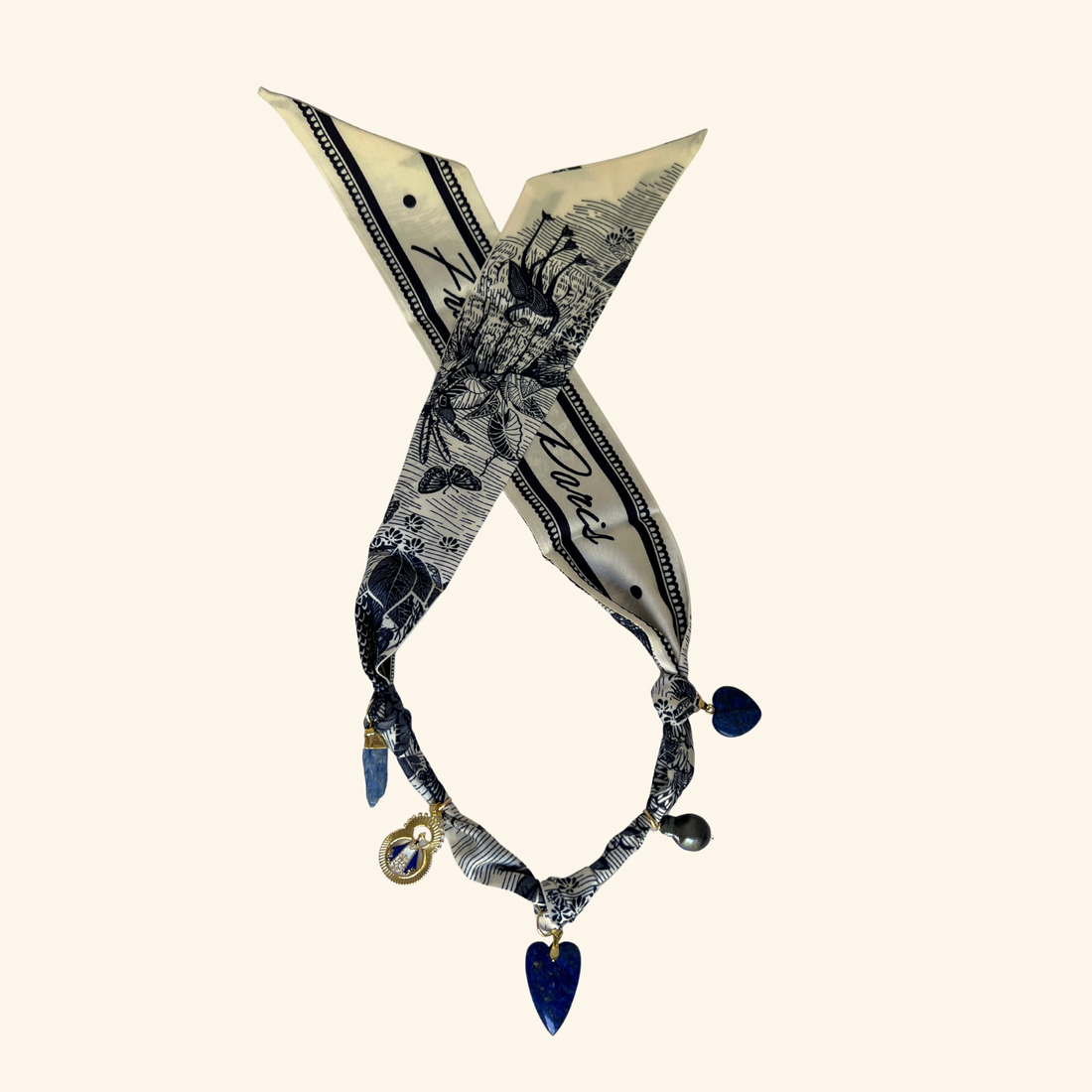 Amore Navy Blues Scarf Necklace