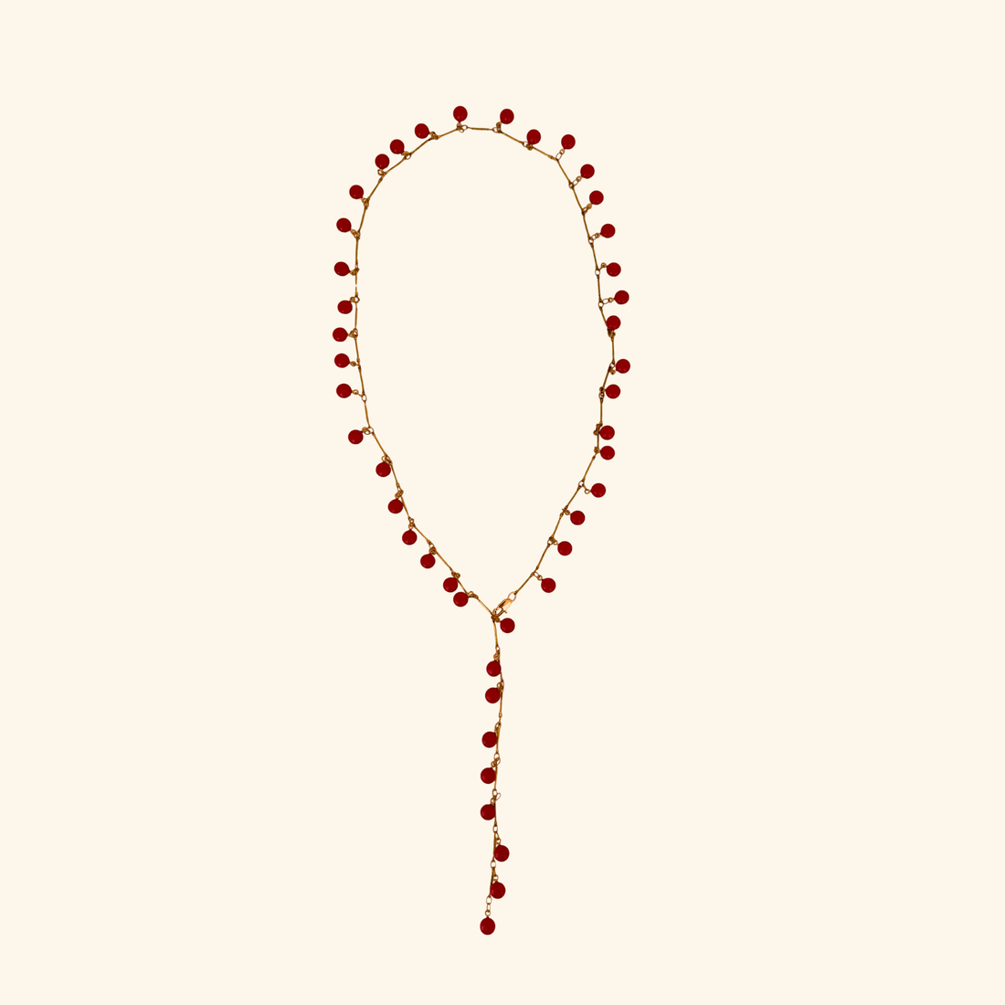 Red Bead Lariat Necklace