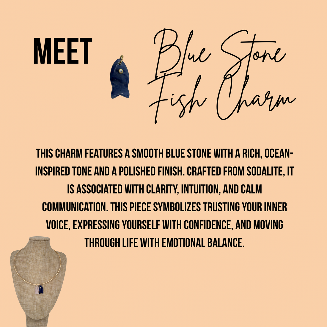 Blue Stone Fish Charm