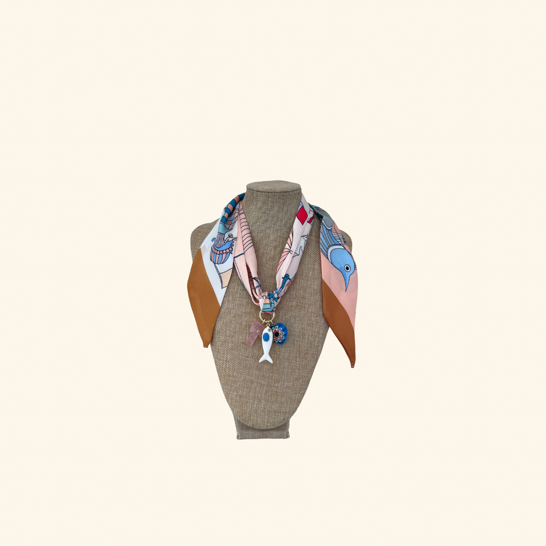 Pink Palm Tree, Love & Prosperity Scarf Necklace