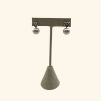 Silver Heart Pearl Earrings