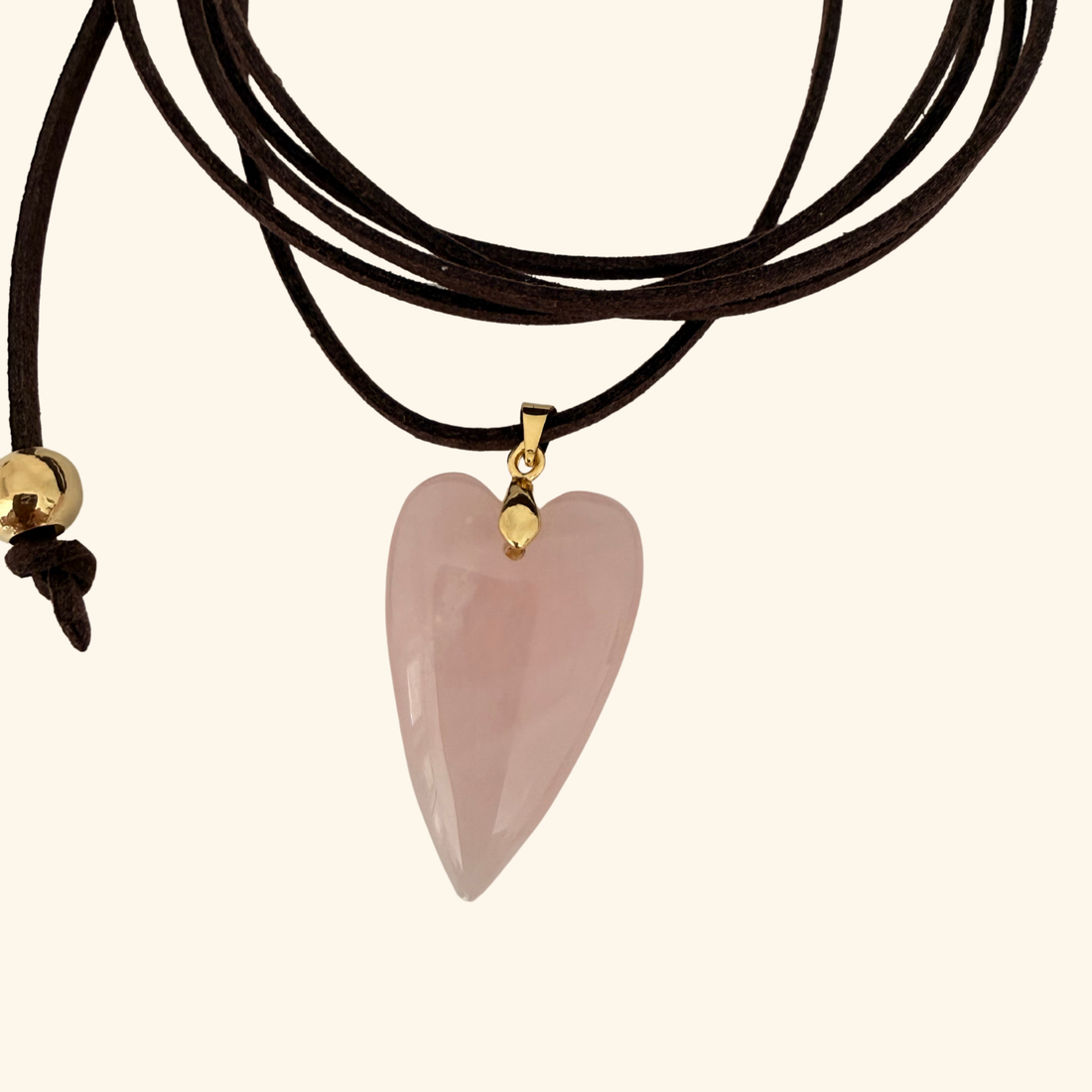 Sweetheart Rose Quartz Lariat Necklace