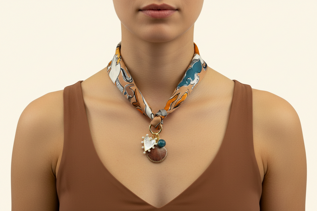 Pearl Love Coquillage Scarf Necklace