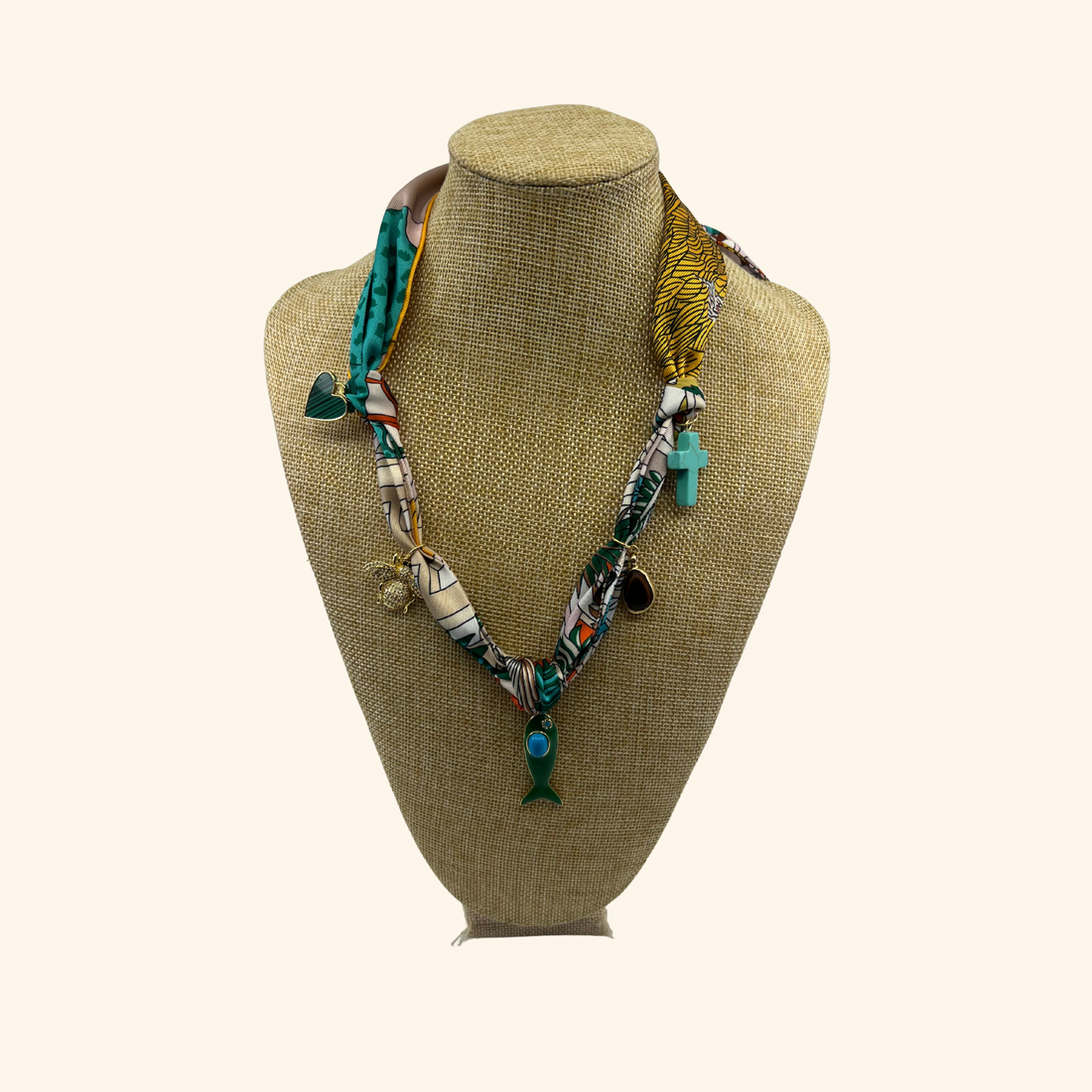 Teal Amore Drift Scarf Necklace