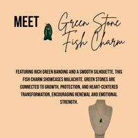 Green Stone Fish Charm