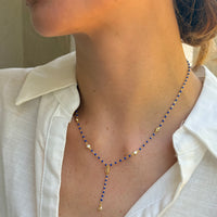 Blue Diamond Lariat Necklace