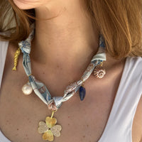 Lucky Blue Love Scarf Necklace