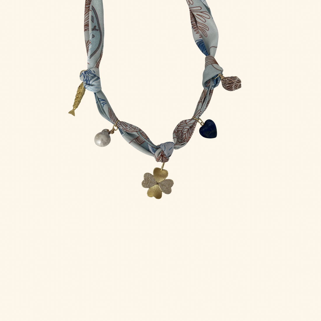 Lucky Blue Love Scarf Necklace