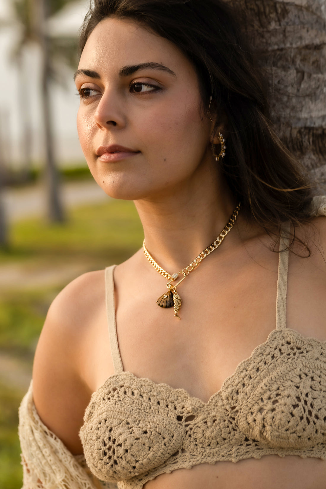 Gold Link Charm Chain Necklace