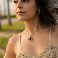 Gold Link Charm Chain Necklace