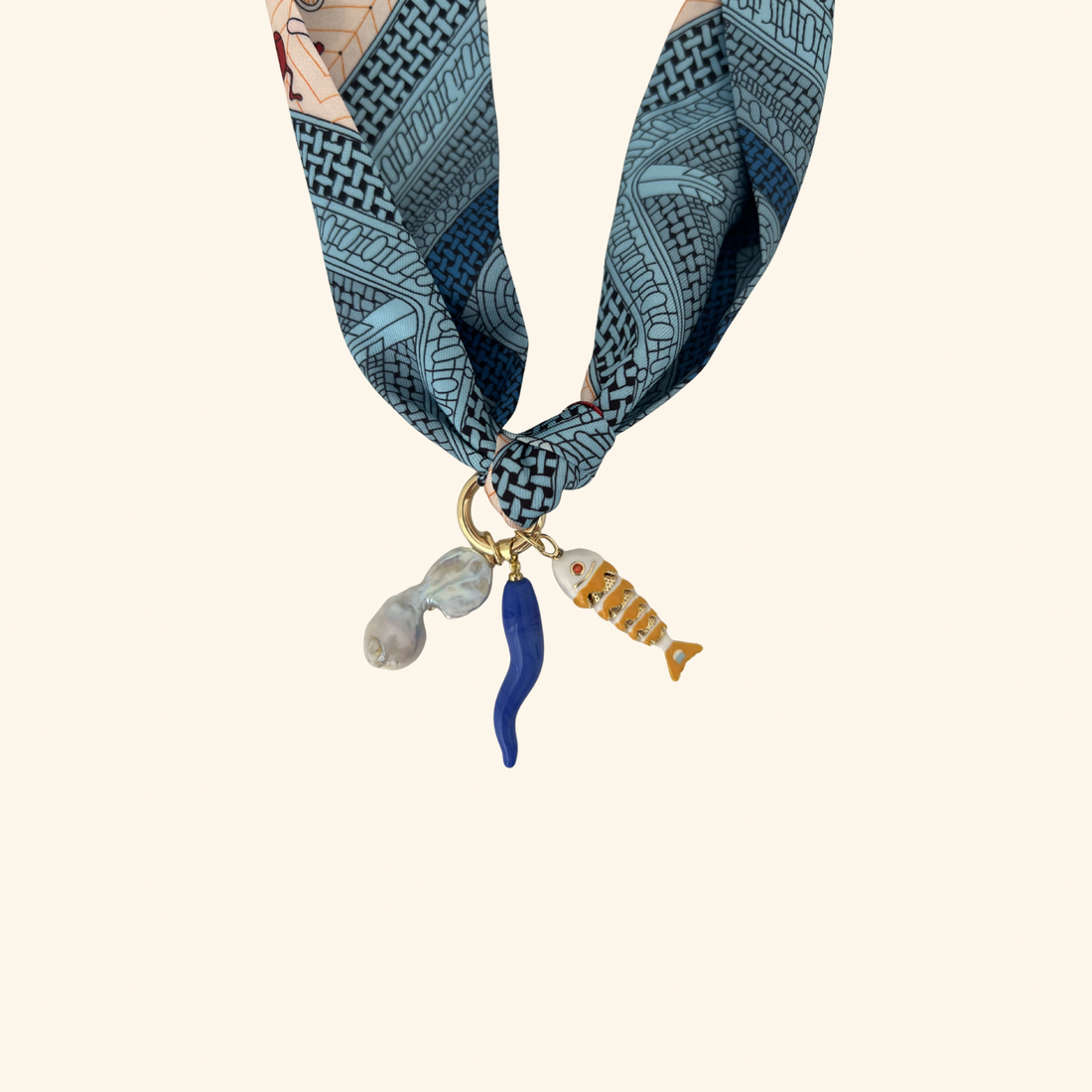 Poisson Jaune de Perle Scarf Necklace