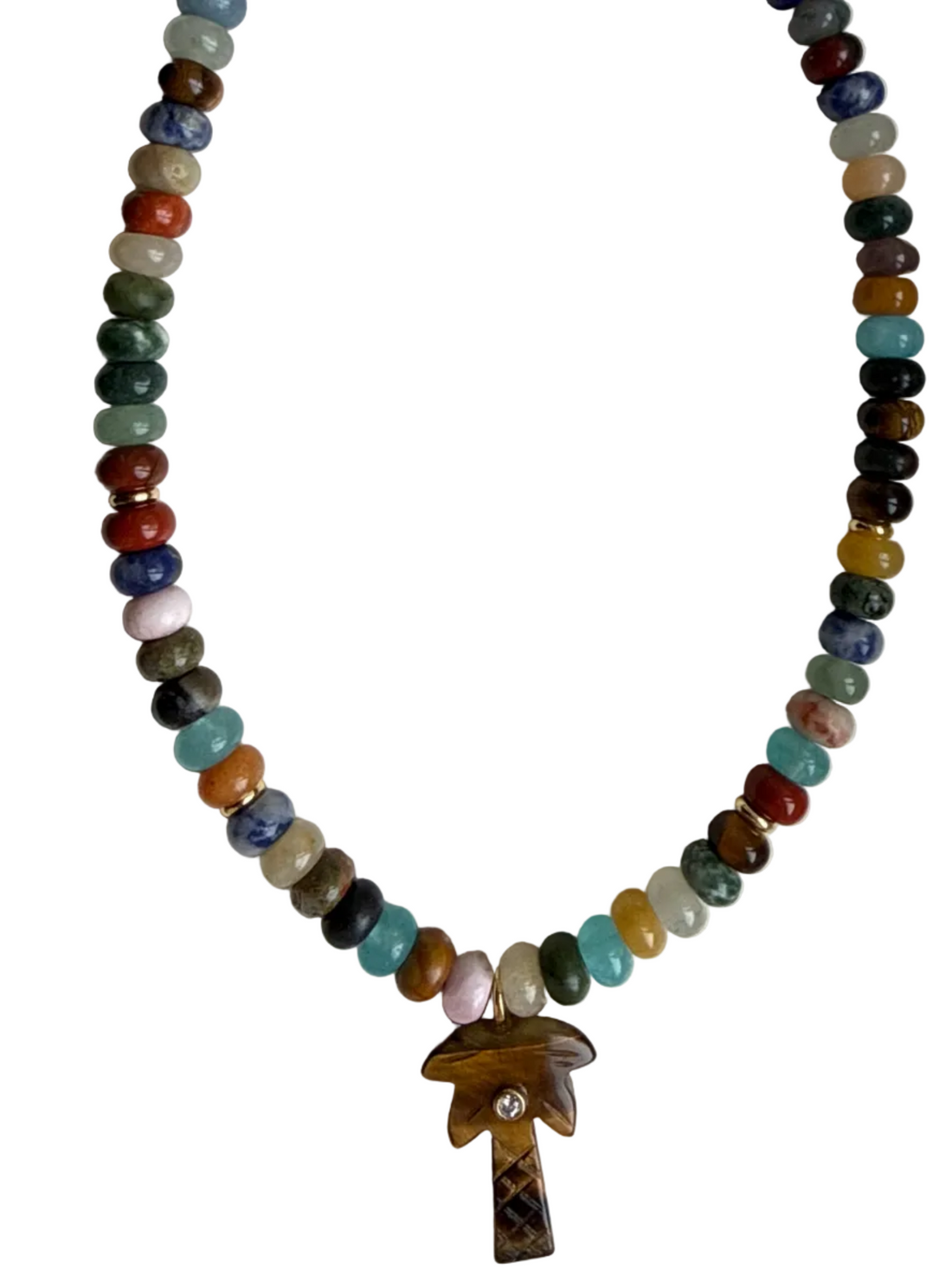 Beaded Tiger’s Eye Palm Tree Necklace