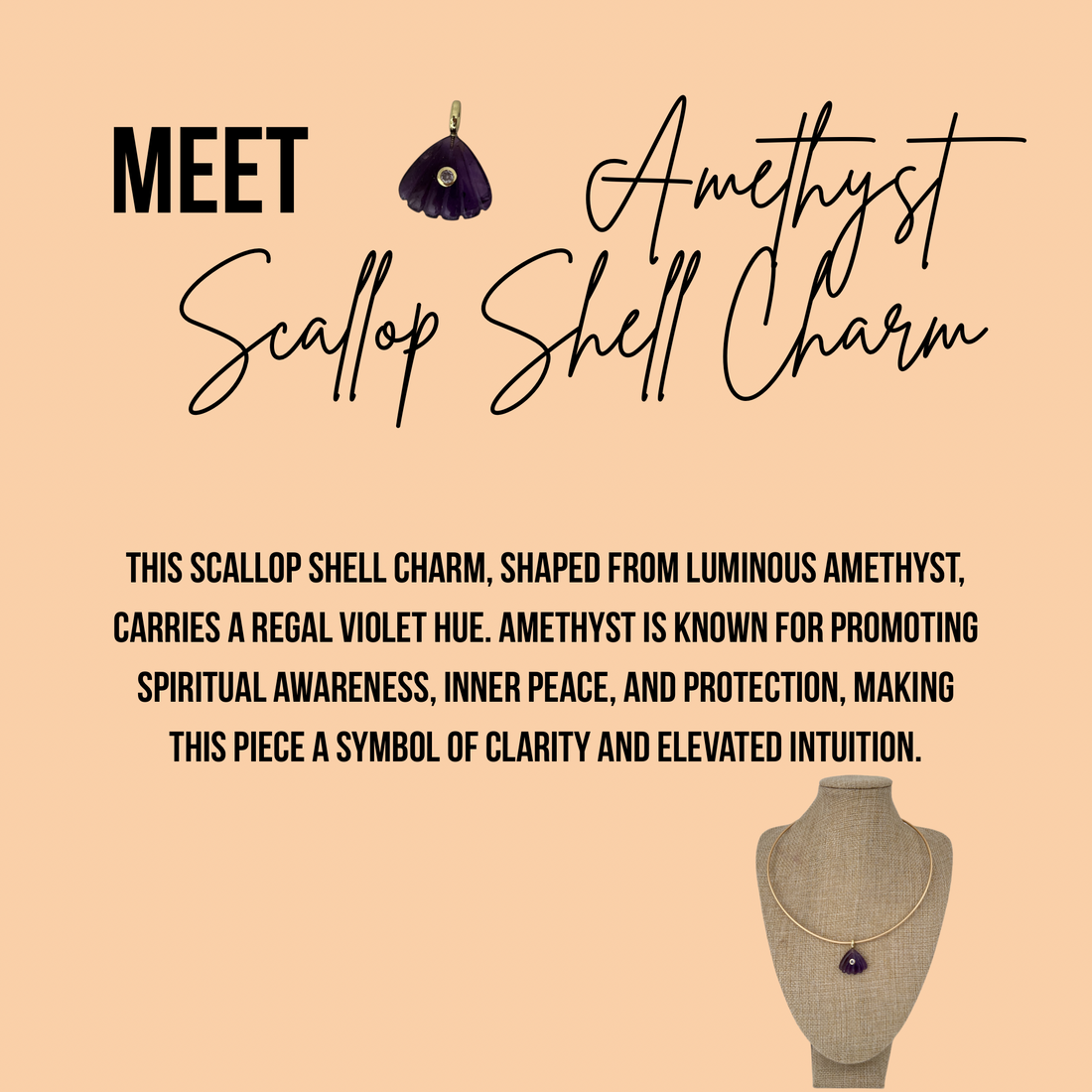 Amethyst Scallop Shell Charm
