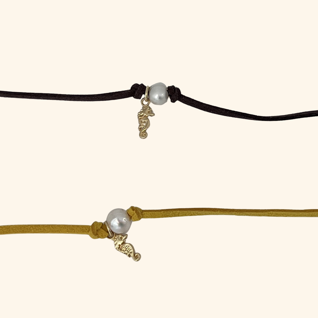 Seahorse & Pearl Suede Rope Necklace