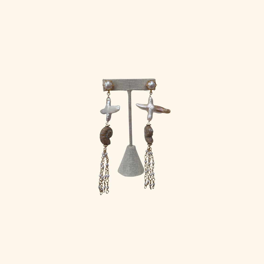 Pearl Cross Dangle Earrings