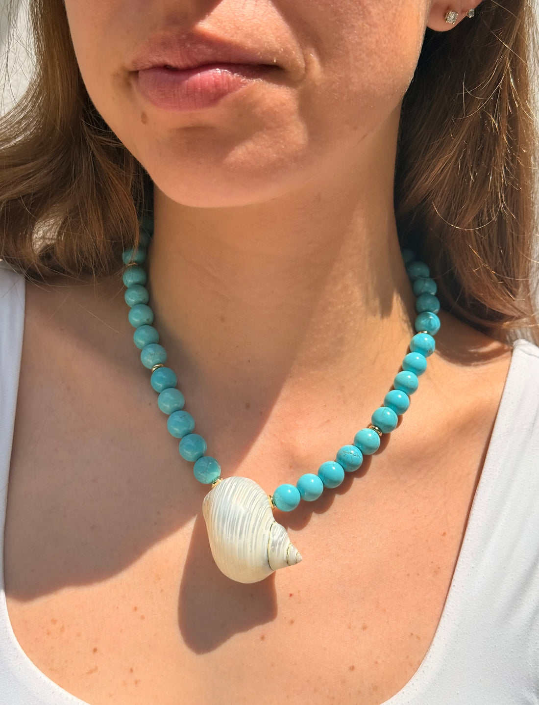 Tidal Shell Howlite Beach Beads Necklace