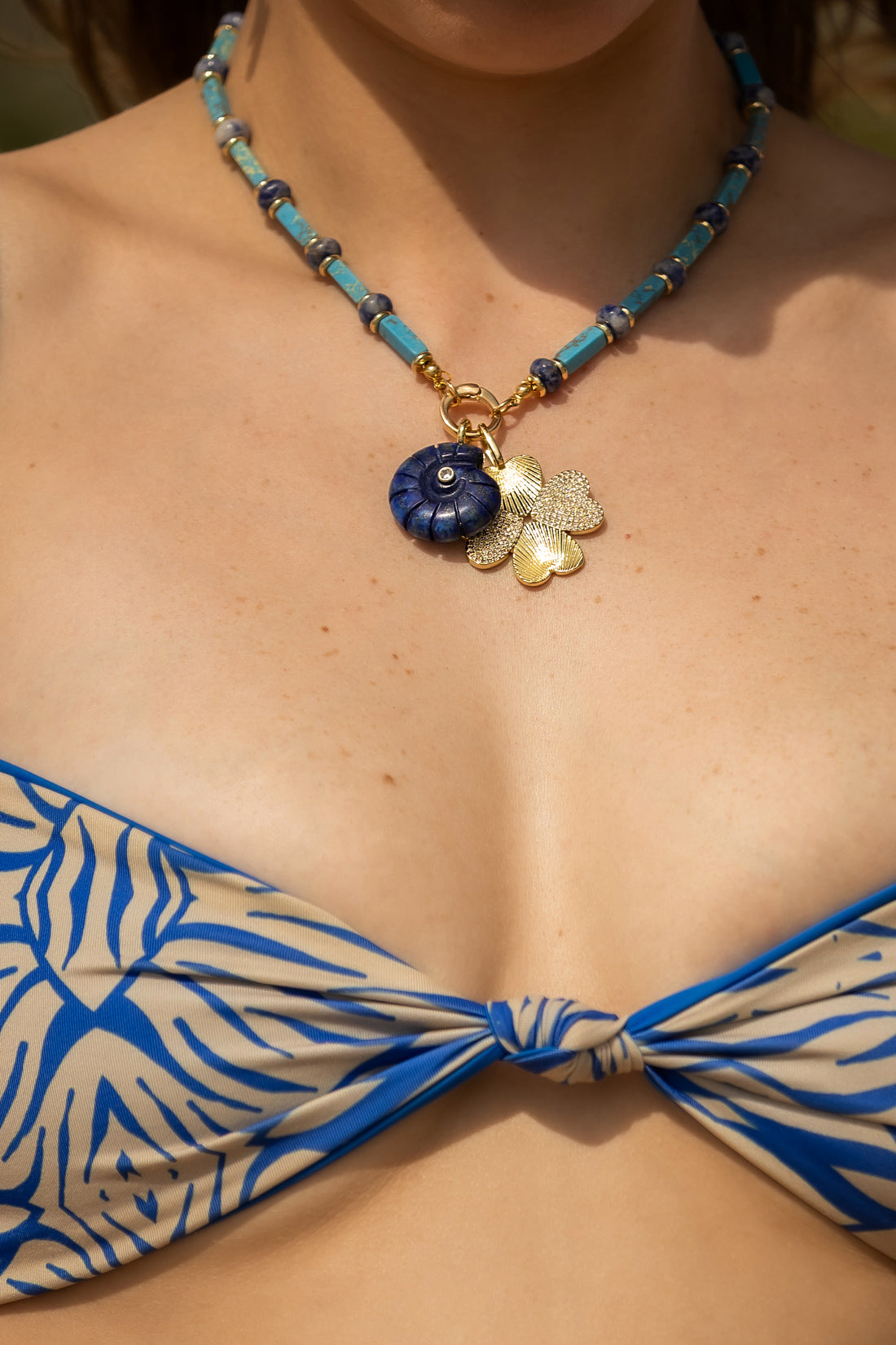 Costal Blue Beach Beads Necklace