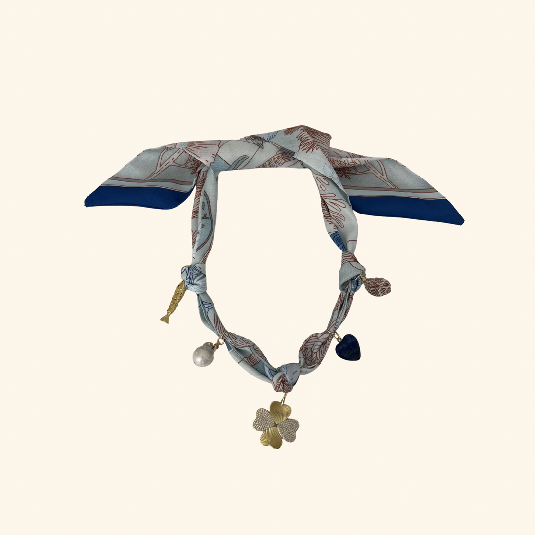 Lucky Blue Love Scarf Necklace