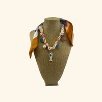 Stone Fish & Azure Scarf Necklace