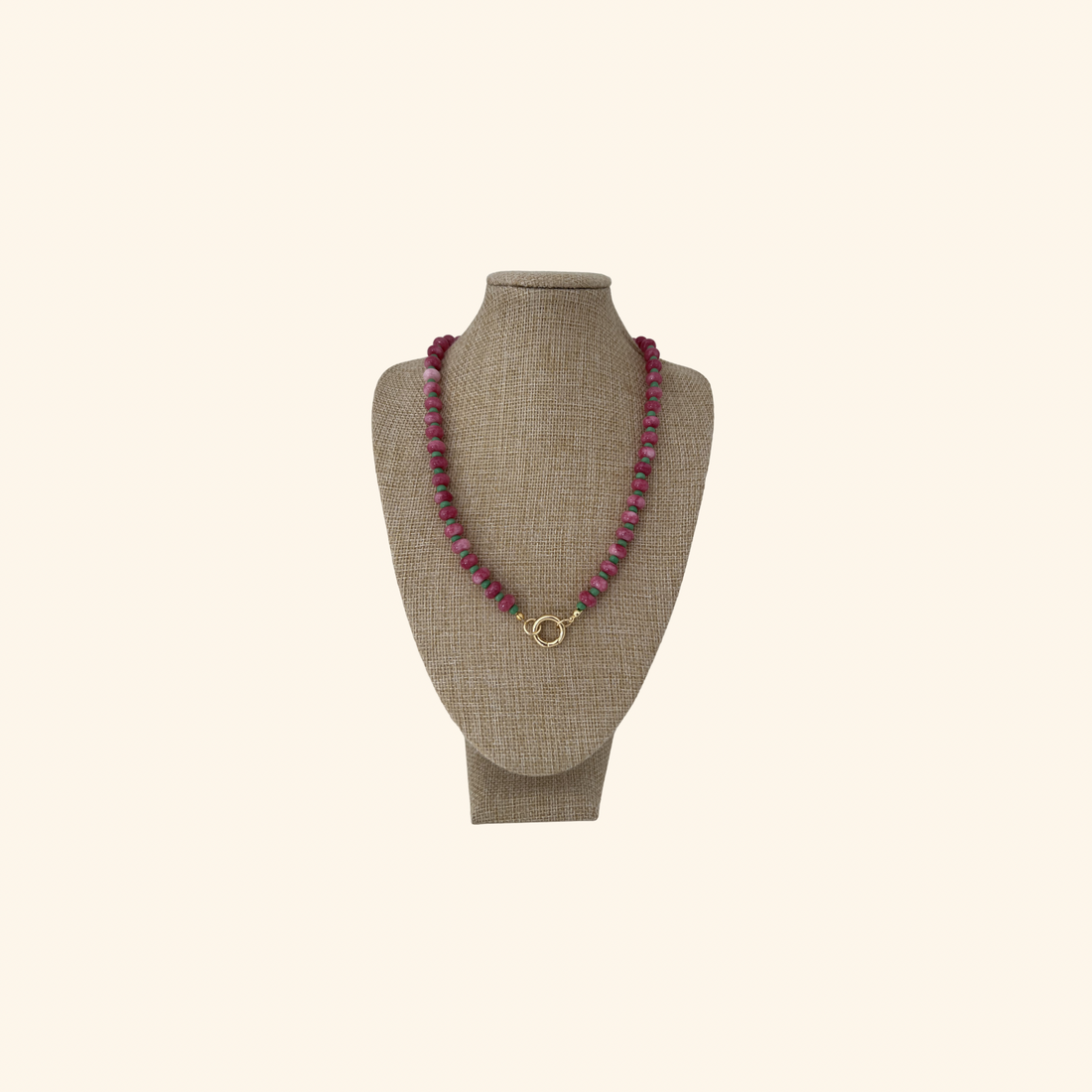 Pink and Green Beach Beads Charm Necklace