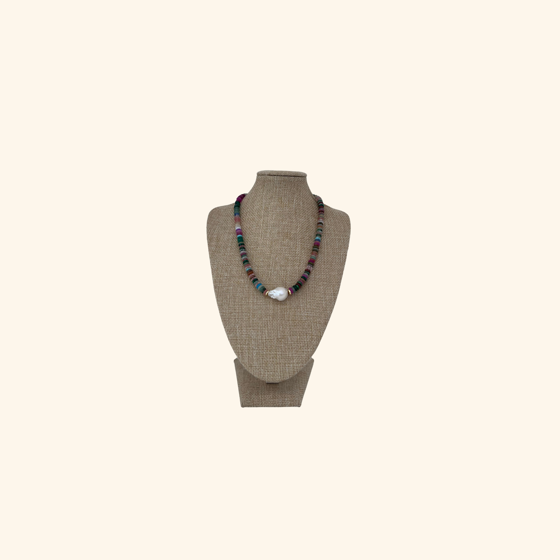 Baroque Pearl Rainbow Disc Necklace