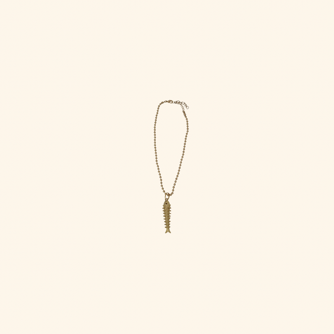 Fish Charm Gold Beaded Necklace