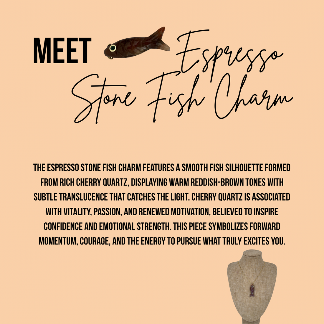 Espresso Stone Fish Charm