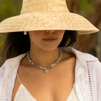 Stone Beads & Diamond Pendant Beach Beads Necklace