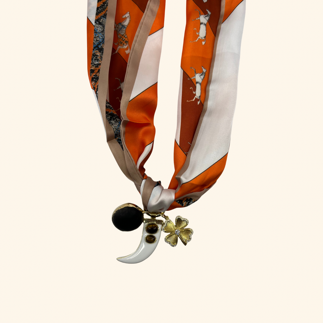 Lucky Equestrian Horn Scarf Necklace