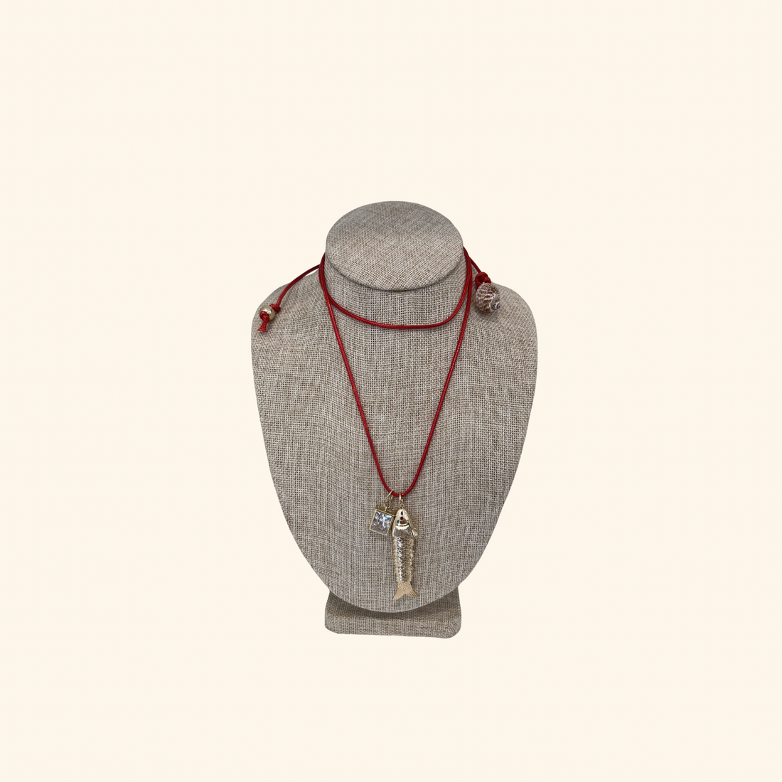 Fish & Diamond Square Rope Necklace