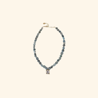 Stone Beads & Diamond Pendant Beach Beads Necklace