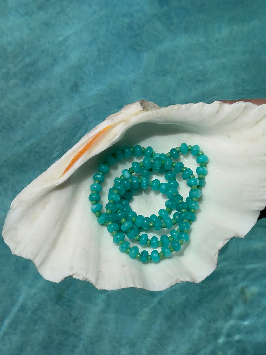 Aqua & Green Beaded Bracelet