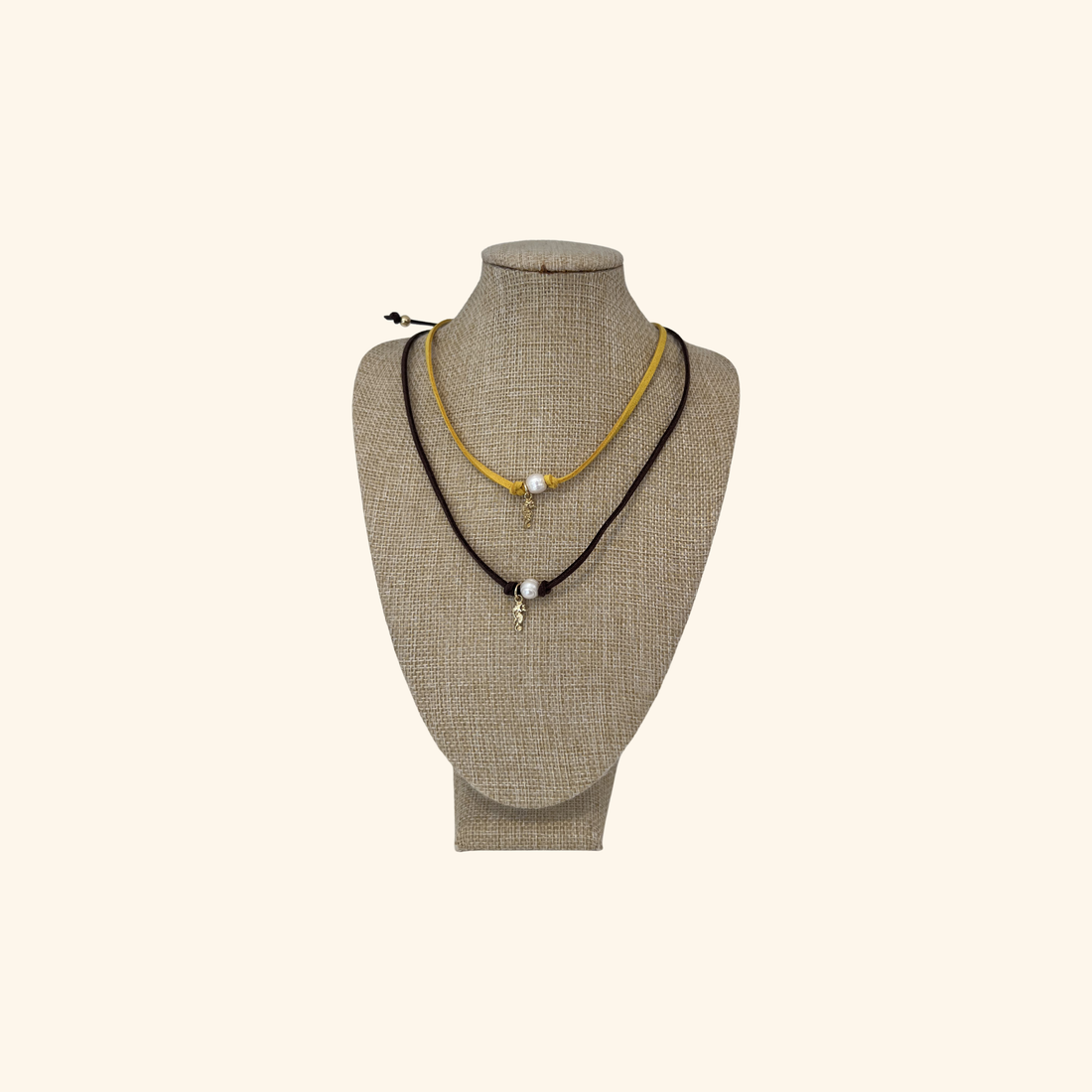 Seahorse & Pearl Suede Rope Necklace
