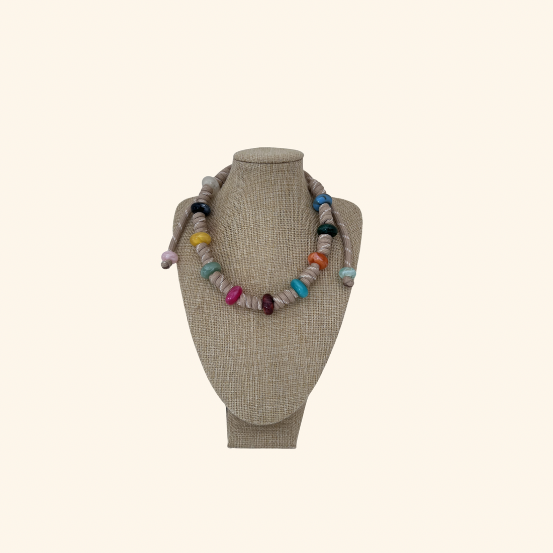 Beaded Beige Rope Necklace