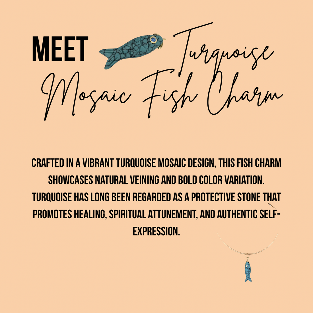 Turquoise Mosaic Fish Charm