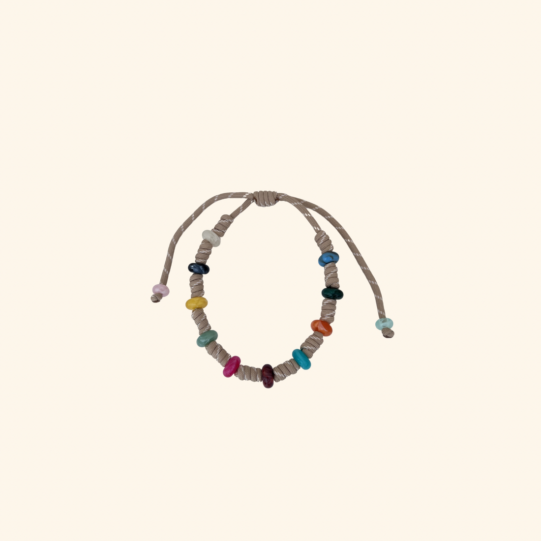Beaded Beige Rope Necklace