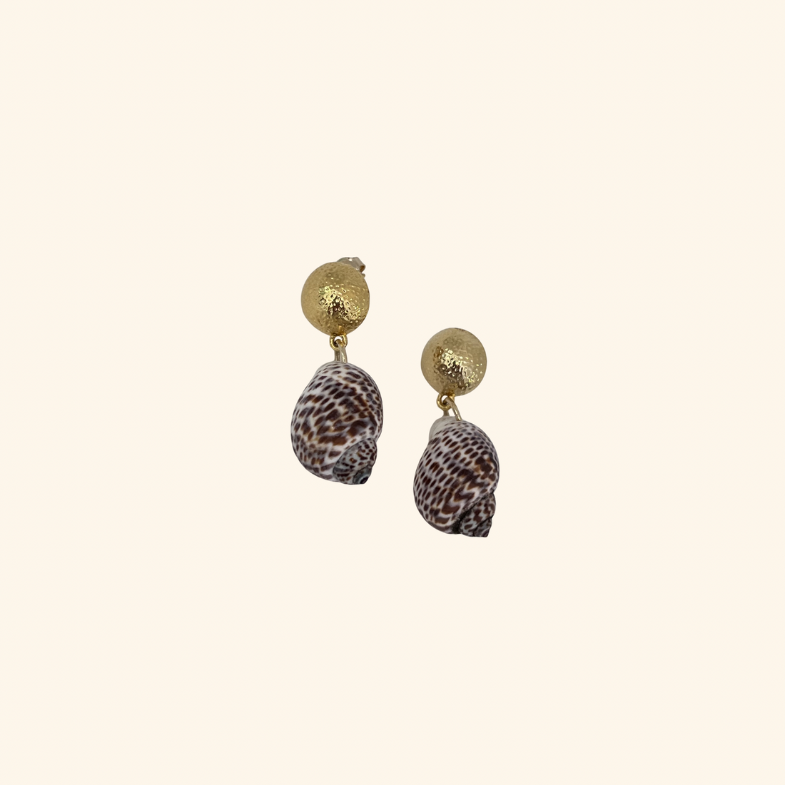 Gold Ball and Shell Earrings
