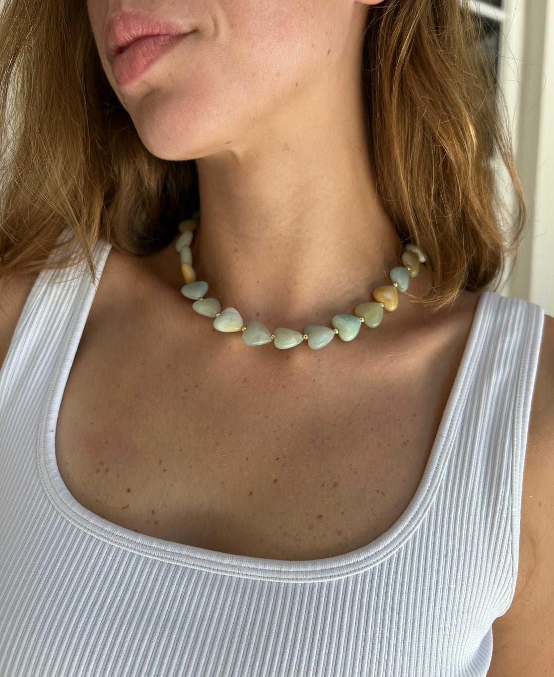 Light Green Heart Stone Necklace