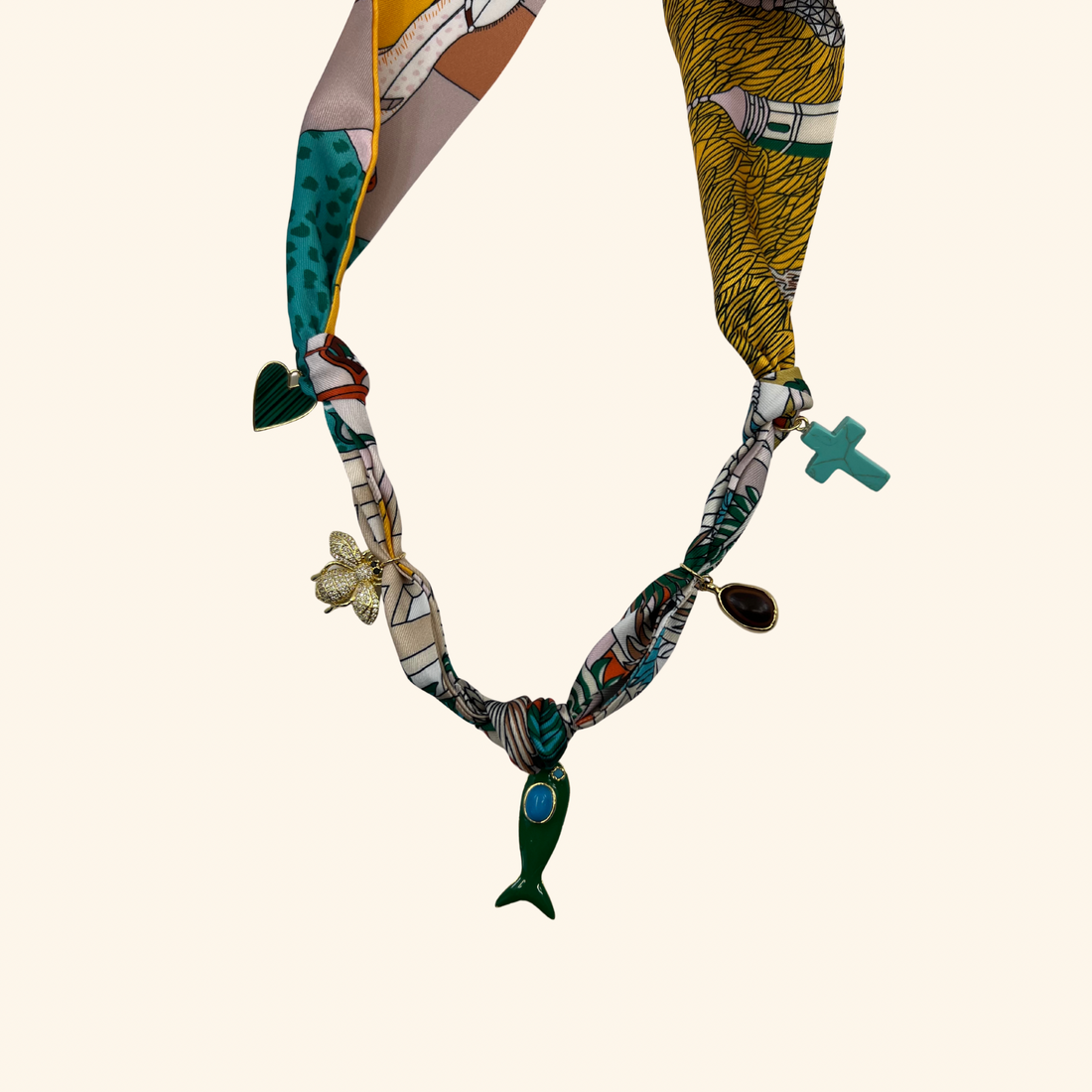 Teal Amore Drift Scarf Necklace