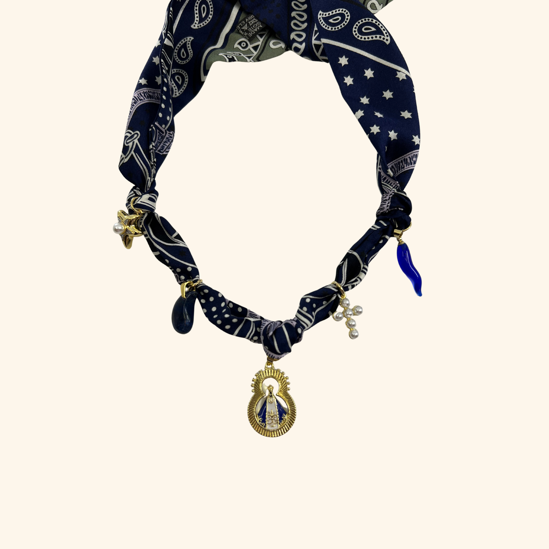 Amore Navy Blues Scarf Necklace