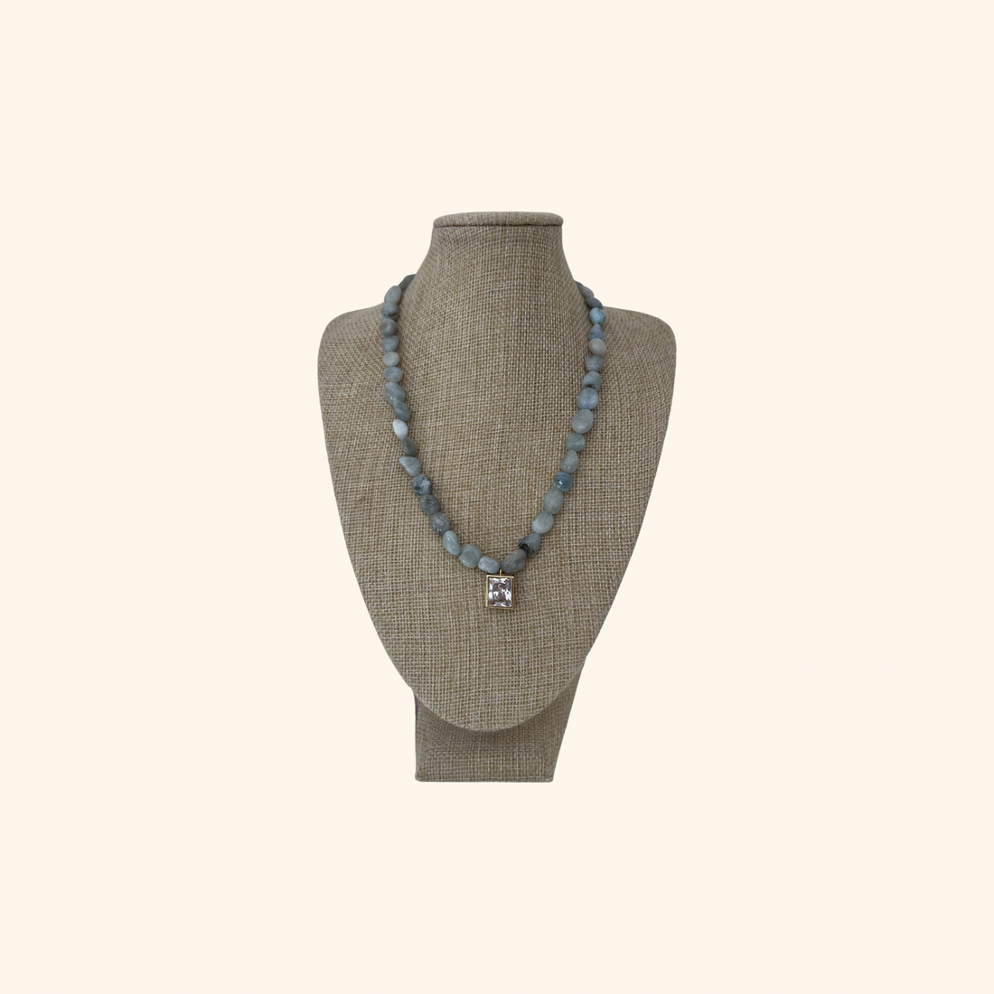 Stone Beads & Diamond Pendant Beach Beads Necklace