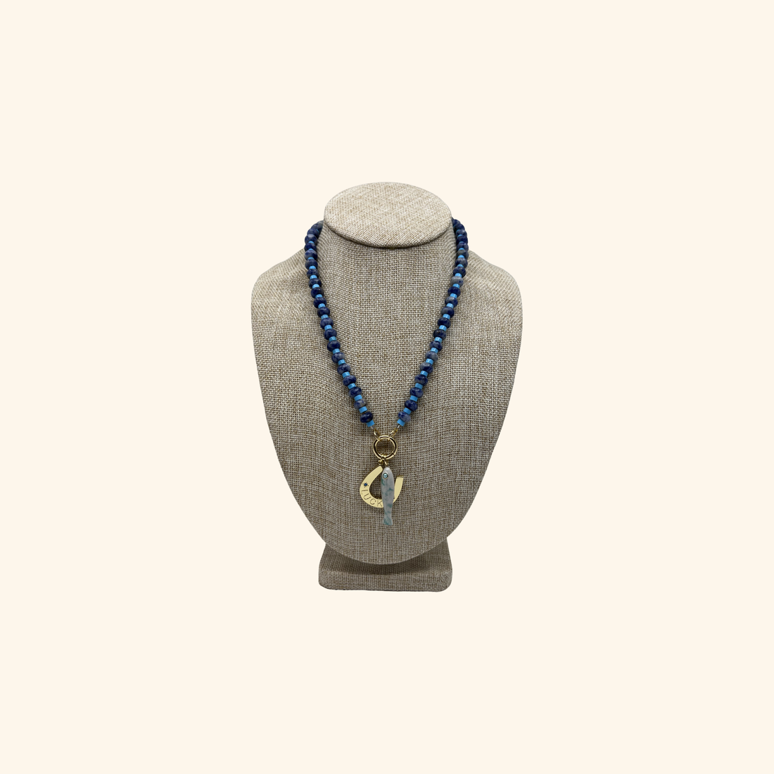 Navy and Aqua Beach Beads Necklace