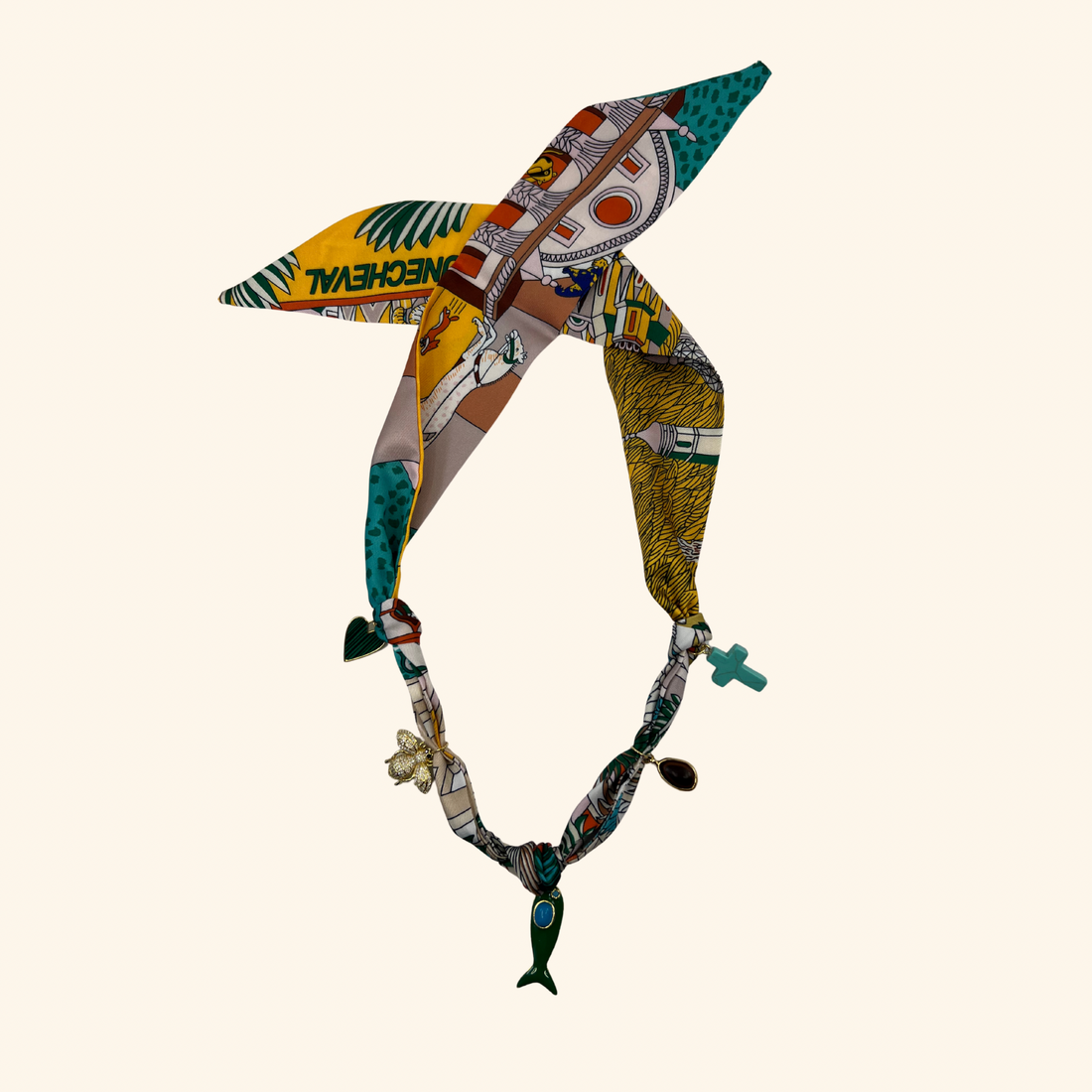 Teal Amore Drift Scarf Necklace