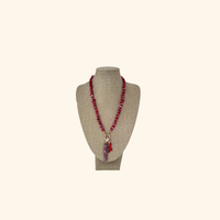 Red Coral and Pink Beaded Necklace