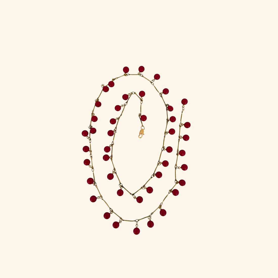 Red Bead Lariat Necklace