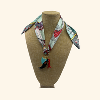 Red & Blue Horn Scarf Necklace
